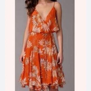 Diane Von Furstenberg Orange Floral Midi Dress